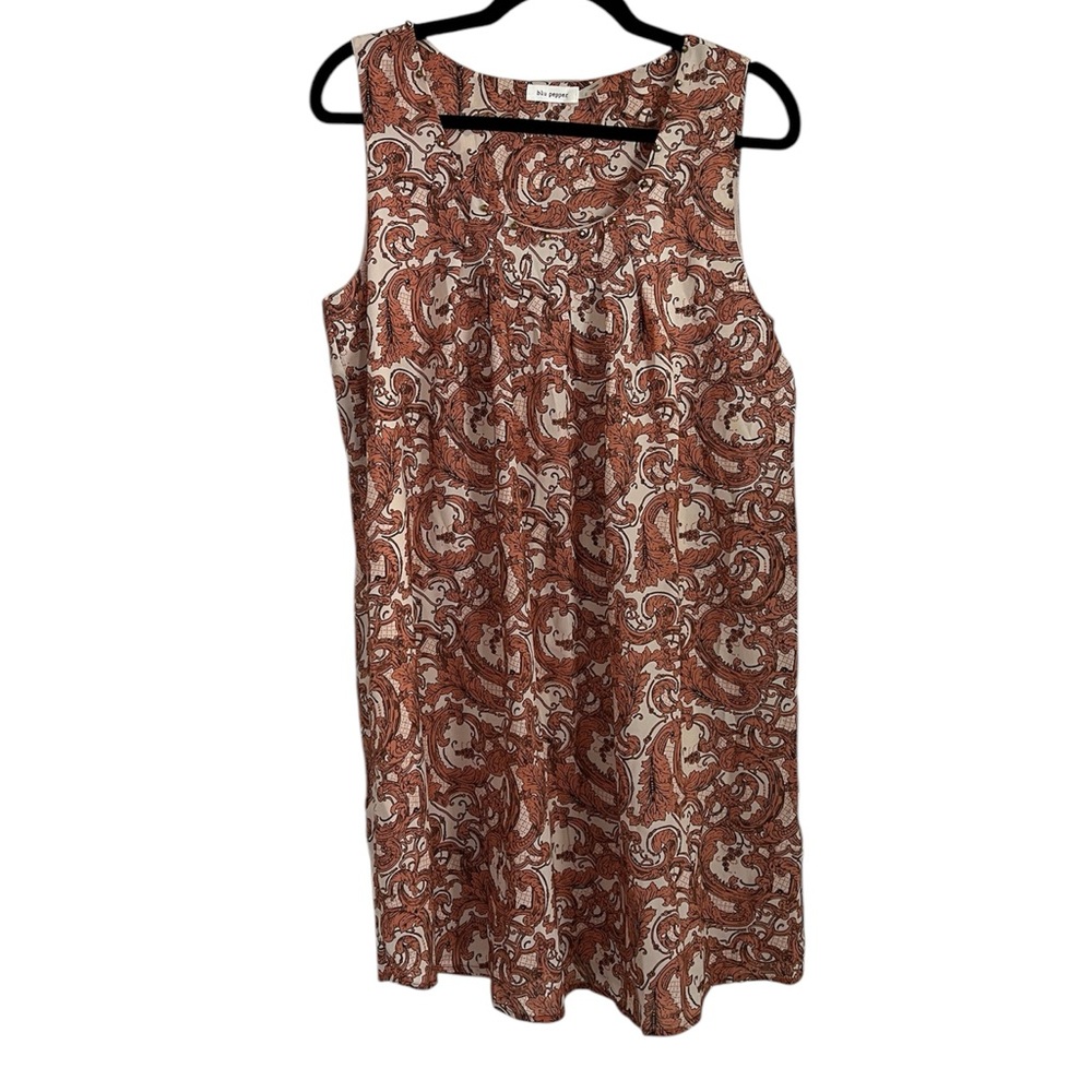 Orange and cream Patterned Sleeveless Dress